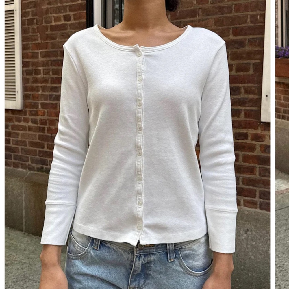 Brandy Melville White Button-Down Top